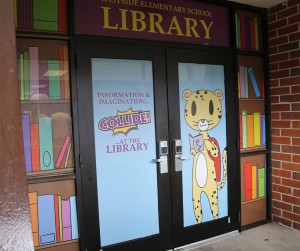 Library entrance at Eastside Elementary donated by Accuform Signs