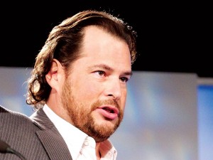 "Marc Benioff in 2009" by Robert Scoble from Half Moon Bay, USA - Marc Benioff, CEO of Salesforce.comUploaded by Edward. Licensed under CC BY 2.0 via Wikimedia Commons.